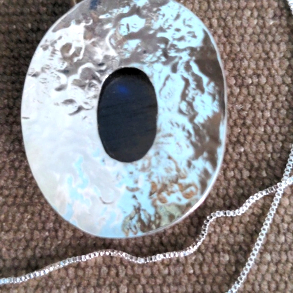 Blue Flash Labradorite & Solid Sterling Silver Pe… - image 3